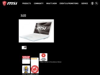X400 driver download page on the MSI site