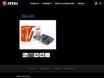 X58AGD45 driver download page on the MSI site
