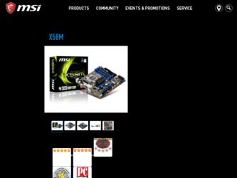 X58M driver download page on the MSI site