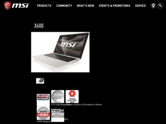 X600 driver download page on the MSI site
