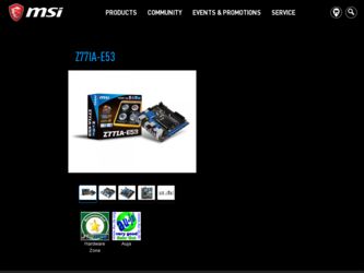 Z77IAE53 driver download page on the MSI site