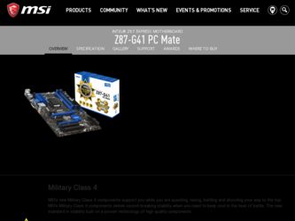Z87 driver download page on the MSI site
