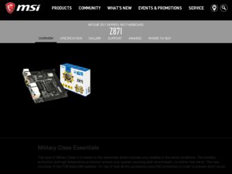 Z87I driver download page on the MSI site