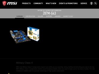 Z87M driver download page on the MSI site
