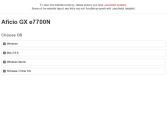 Aficio GX e7700N driver download page on the Ricoh site