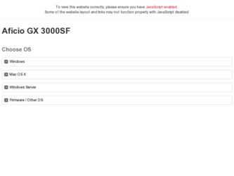 Aficio GX3000sf driver download page on the Ricoh site