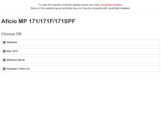 Aficio MP 171F driver download page on the Ricoh site