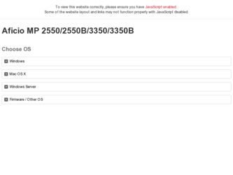 Aficio MP 2550B driver download page on the Ricoh site