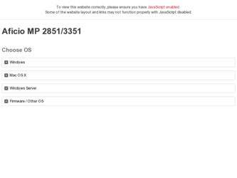 Aficio MP 2851 driver download page on the Ricoh site