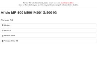 Aficio MP 4001 driver download page on the Ricoh site