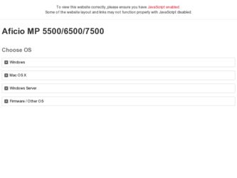 Aficio MP 5500 S/P driver download page on the Ricoh site
