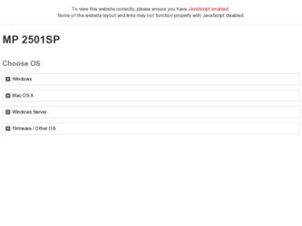 MP 2501SP driver download page on the Ricoh site
