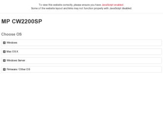 MP CW2200SP driver download page on the Ricoh site