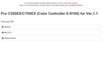 Pro C550EX driver download page on the Ricoh site