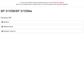 SP 311DNw driver download page on the Ricoh site