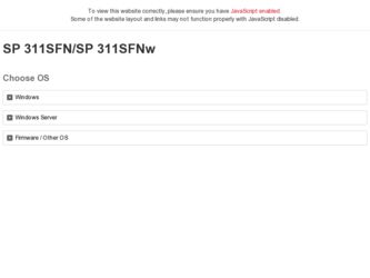 SP 311SFNw driver download page on the Ricoh site