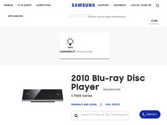 BD-C7500 driver download page on the Samsung site