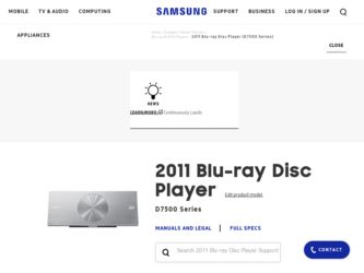 BD-D7500 driver download page on the Samsung site