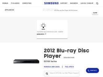 BD-E5700 driver download page on the Samsung site