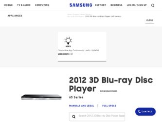 BD-E6500 driver download page on the Samsung site