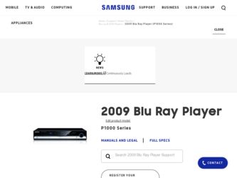 BD-P1000 driver download page on the Samsung site