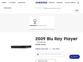 BD P2500 driver download page on the Samsung site