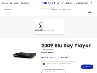 BD-P3600A driver download page on the Samsung site