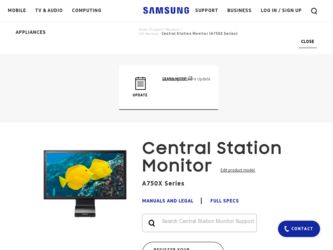 C23A750X driver download page on the Samsung site