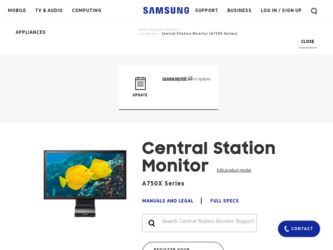 C27A750X driver download page on the Samsung site
