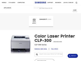 CLP 300 driver download page on the Samsung site