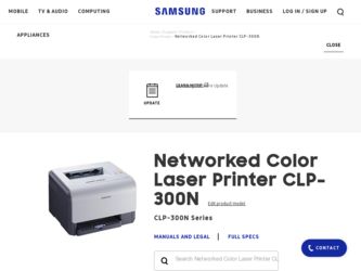 CLP 300N driver download page on the Samsung site