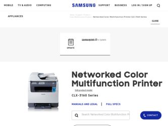 CLX 3160FN driver download page on the Samsung site