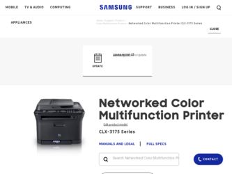 CLX 3175FN driver download page on the Samsung site