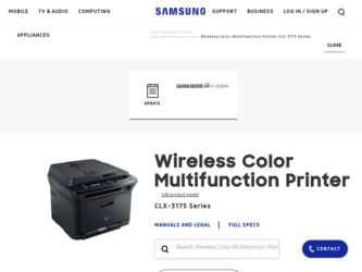 CLX-3175FW driver download page on the Samsung site