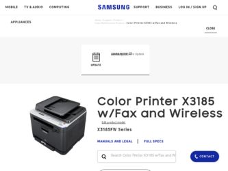 CLX-3185FW driver download page on the Samsung site