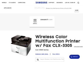 CLX-3305FW driver download page on the Samsung site
