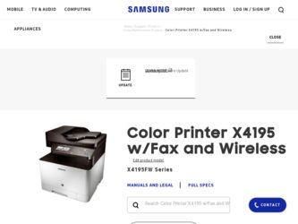 CLX-4195FW driver download page on the Samsung site