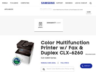 CLX-6260FD driver download page on the Samsung site