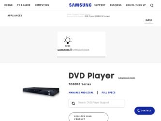 DVD-1080P8 driver download page on the Samsung site