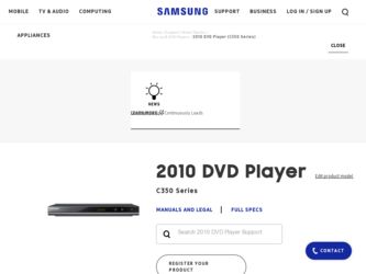 DVD-C350 driver download page on the Samsung site