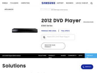 DVD-E360 driver download page on the Samsung site