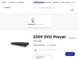 DVD-P181 driver download page on the Samsung site