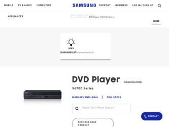 DVD V6700 driver download page on the Samsung site