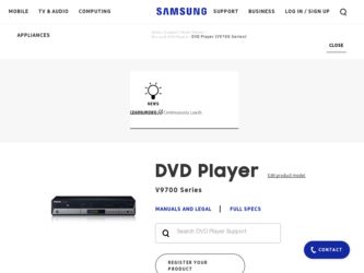 DVD V9700 driver download page on the Samsung site
