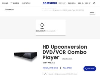 DVD-VR375A driver download page on the Samsung site