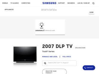 HL-T5687S driver download page on the Samsung site