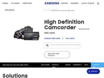 HMX-H200BN driver download page on the Samsung site