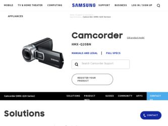 HMX-Q20BN driver download page on the Samsung site