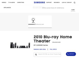HT-C6900W driver download page on the Samsung site