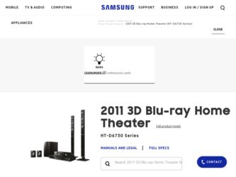 HT-D6730W driver download page on the Samsung site